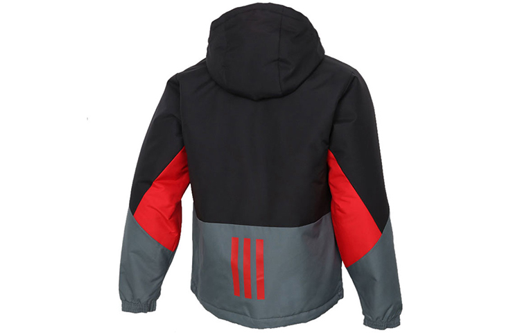 Adidas Пуховик мужской красно-черный, Red Black Multicolor — фото 3