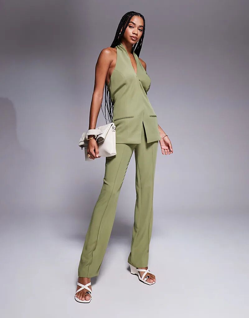 

Расклешенные брюки ASOS DESIGN оливкового цвета — часть комплекта