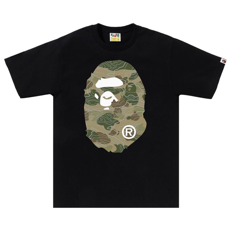 

Футболка BAPE Layered Line Camo Big Ape Head 'Black', черный