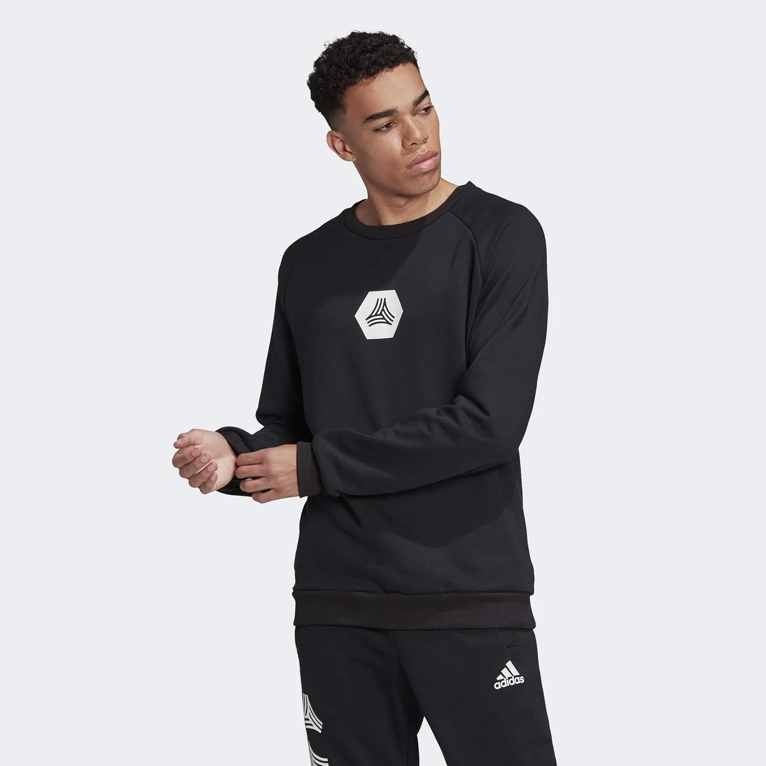 Футболка с логотипом Adidas мужская Tan Crew Sweat, черный — фото 2