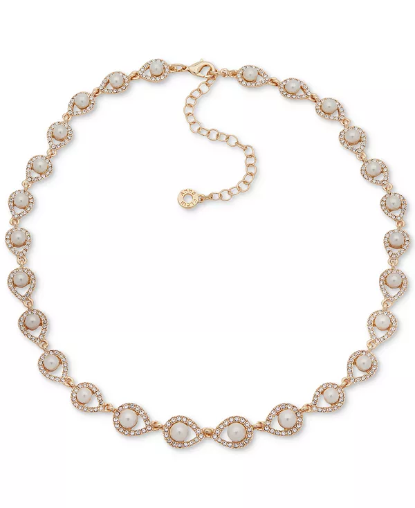 

Ожерелье-Воротник с паве из золотистого жемчуга и искусственным жемчугом, 16 дюймов + удлинитель 3 дюйма Anne Klein, gold