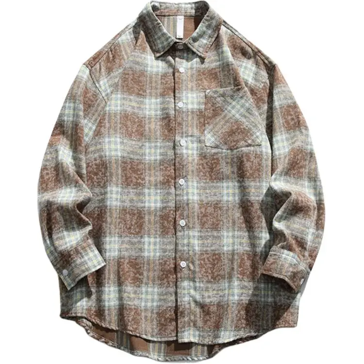 

JEEP SPIRIT Рубашка мужская коричневая и зеленая в клетку