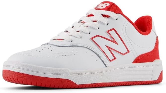 

Кроссовки New Balance Unisex-Child Bb80 V1 на шнуровке, белый/красный