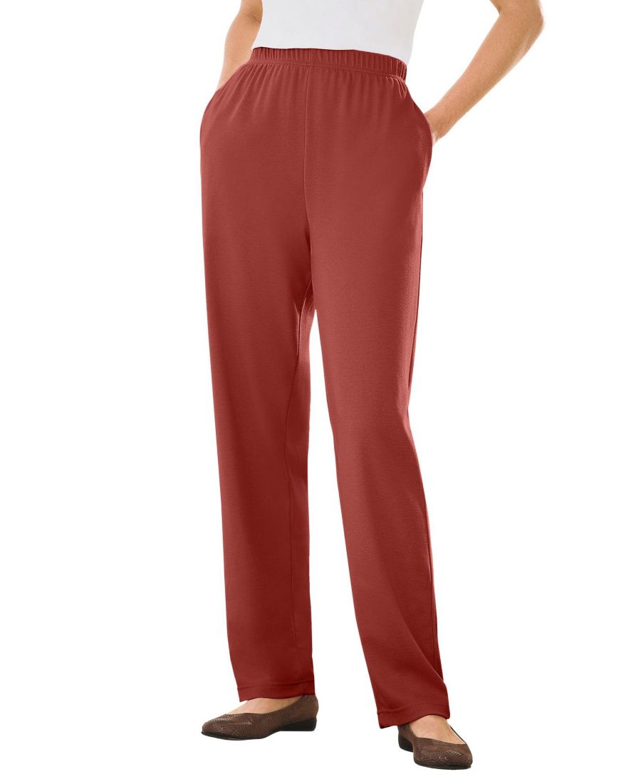 

Брюки прямого кроя из трикотажа больших размеров, которые можно надевать в течение 7 дней Woman Within, Red ochre