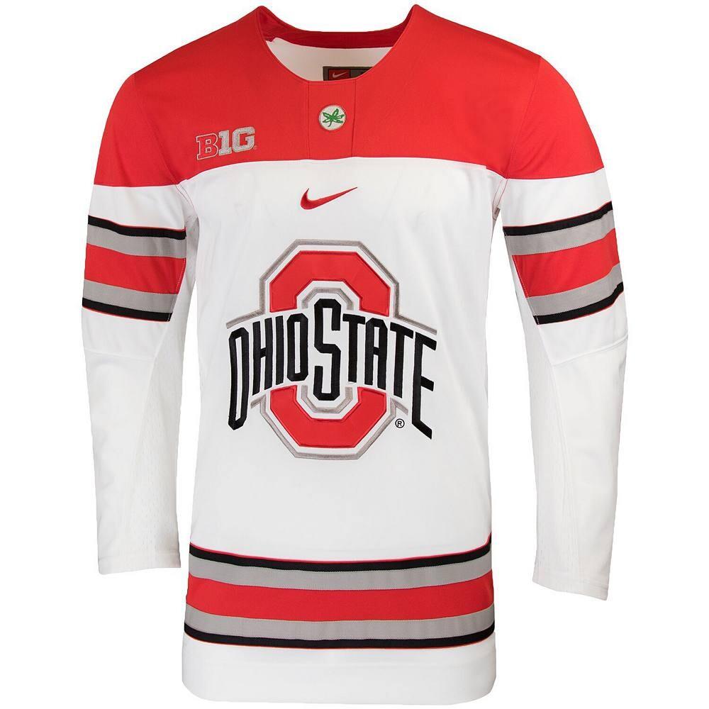 Мужская белая хоккейная майка для колледжа Nike Ohio State Buckeyes Replica, цвет Osu White — фото 3