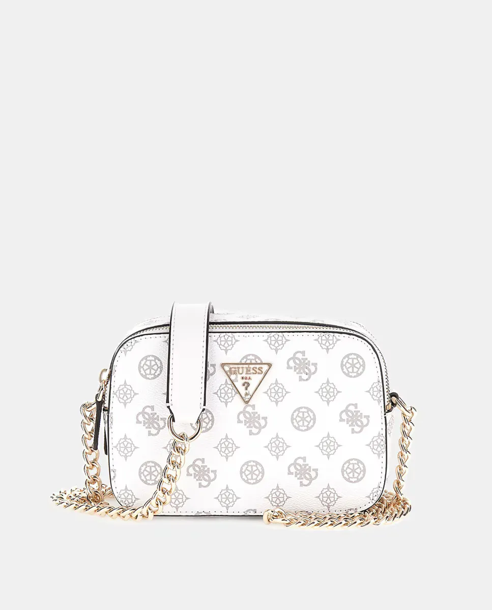 

Мини сумка на плечо на молнии и ручке-цепочке Guess, белый