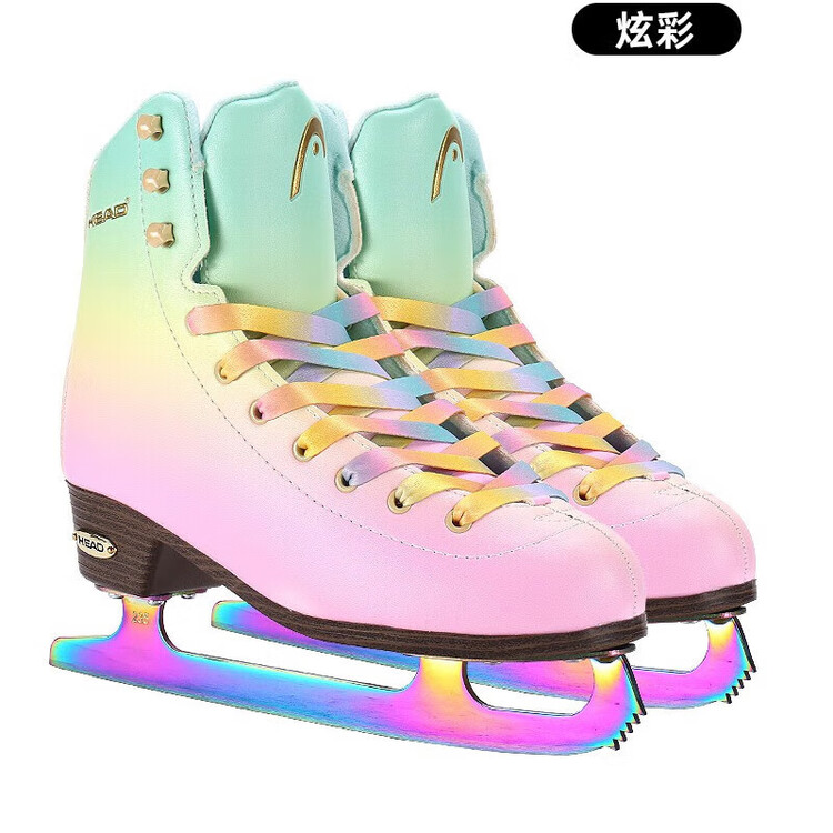 

HEAD SHIP Figure Skating Shoes для начинающих, детей и взрослых, фигурные коньки для льда, настоящие ледовые коньки, роликовые коньки, Shui Binghua - Ready-To Blade Colorful (F600) Размер 35