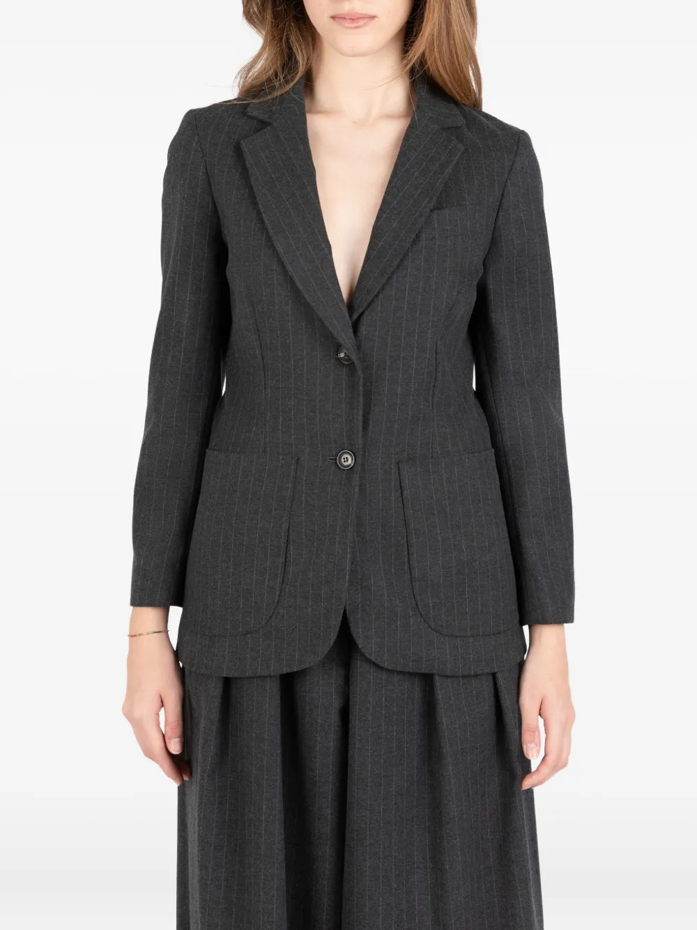 

Пиджак с карманом в тонкую полоску Société Anonyme, серый