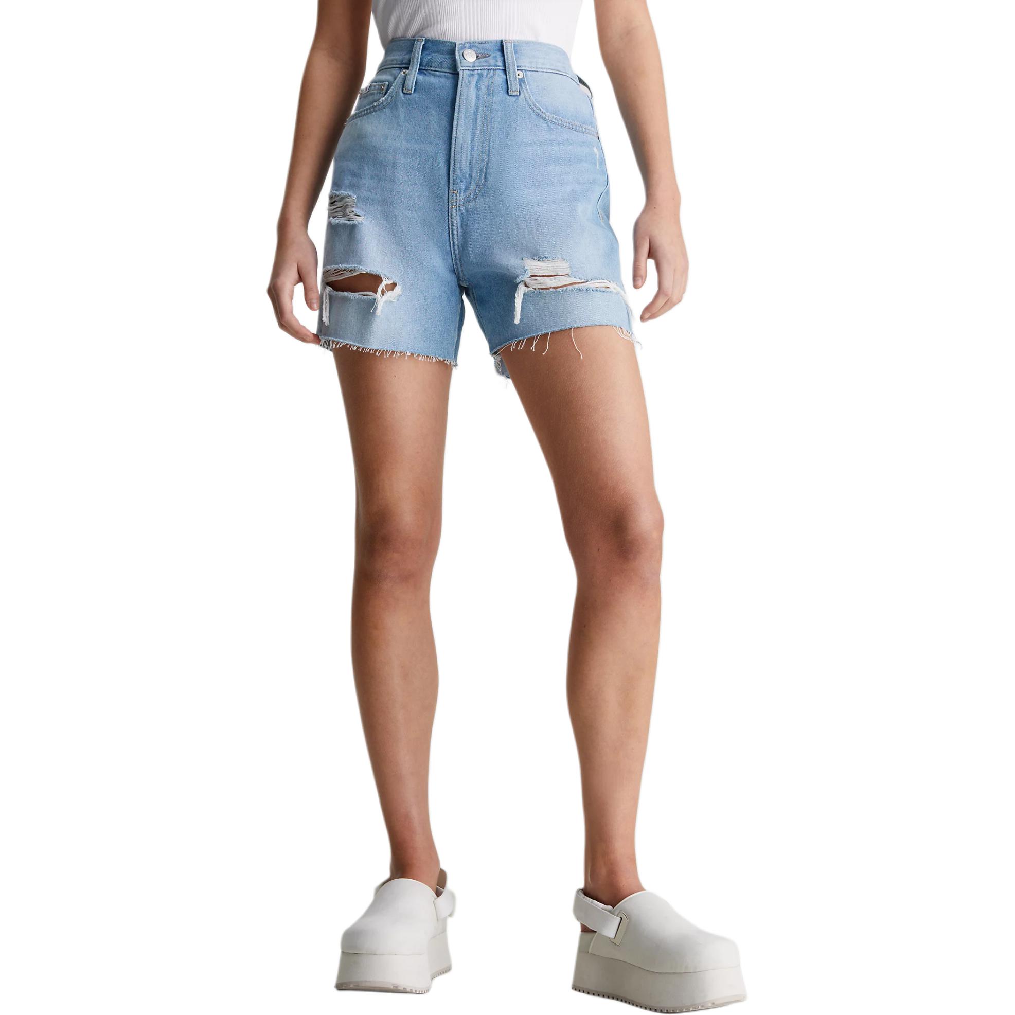 Calvin Klein Джинсовые шорты Europe Version женские светло-голубые — фото 3