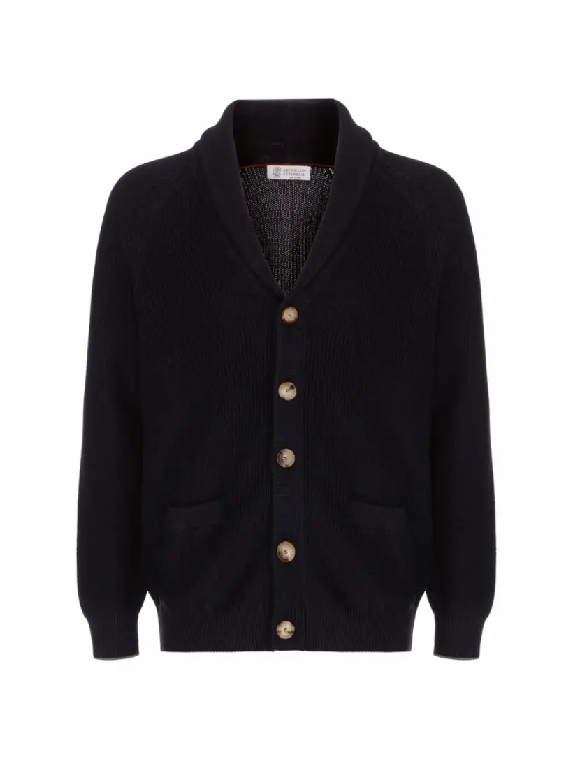 

Хлопковый кардиган Brunello Cucinelli, тёмно-синий