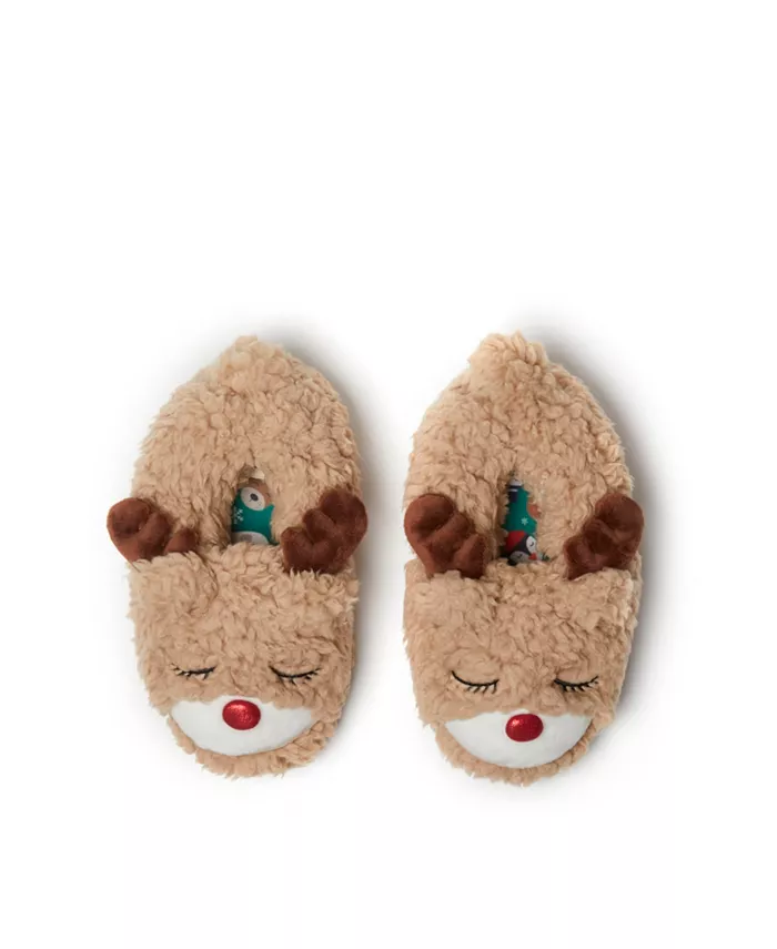 Тапочки с изображением животных Emery Critter с закрытой спинкой для девочек Dearfoams, коричневый — фото 3