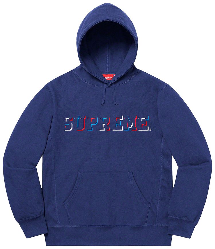 

Толстовка Supreme Drop Shadow Hooded Sweatshirt 'Washed Navy', синий