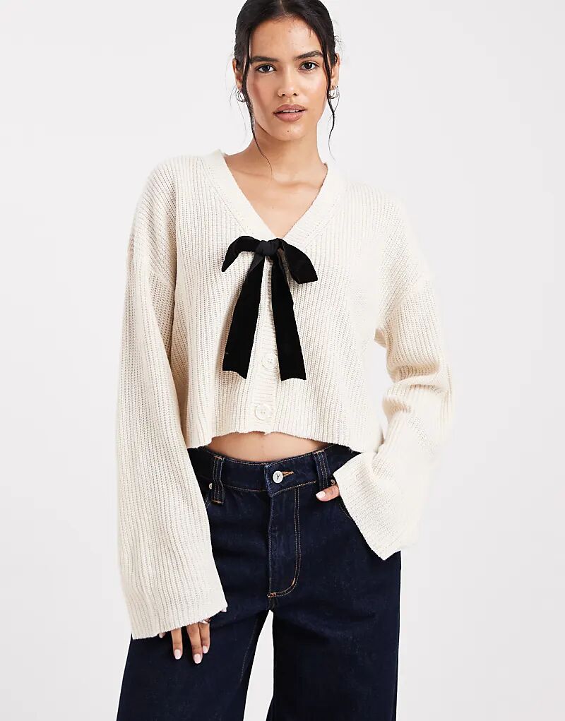 

Кардиган Wednesdays Girl с завязками кремового цвета
