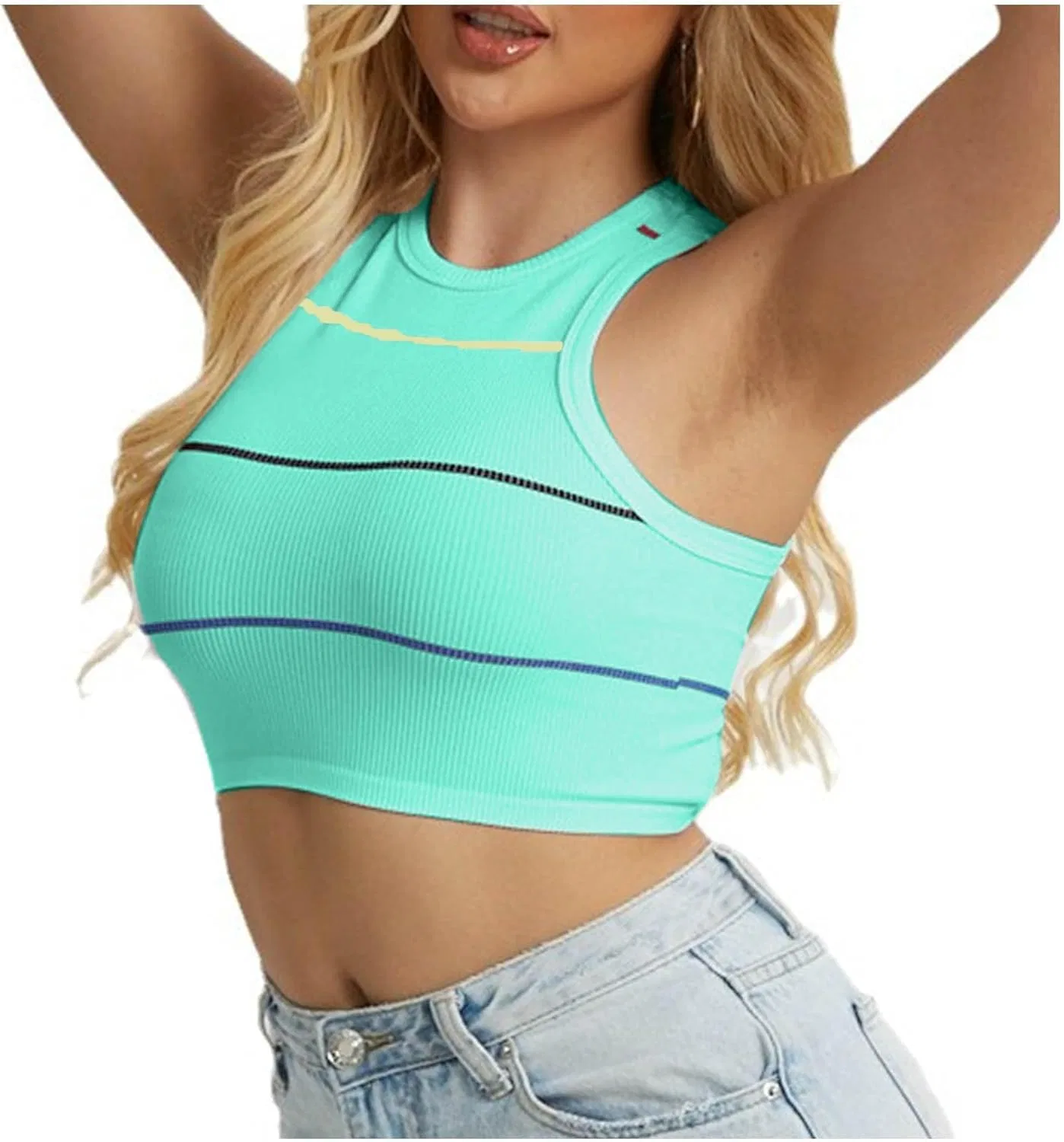 Топ-кроп для женщин без рукавов, Sport Tank Top, Mint Green