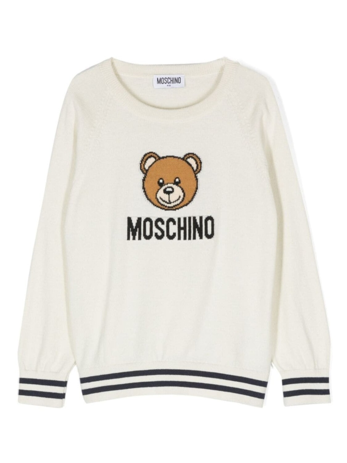 

Moschino Kids свитер с логотипом, связанный интарсией, нейтральный цвет