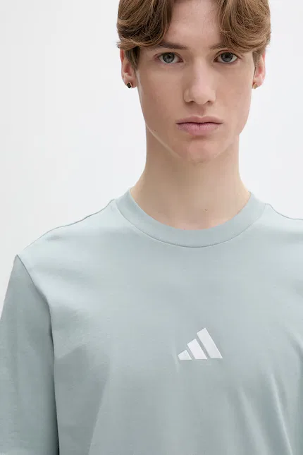 Футболка хлопковая bawełniany Adidas, бирюзовый — фото 4