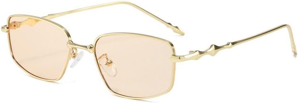 

Солнцезащитные очки с металлической оправой, защищающие от синего света, с нестандартной формой, винтажным дизайном и защитой от УФ-излучения UV400 KTUCN, Gold-champagne