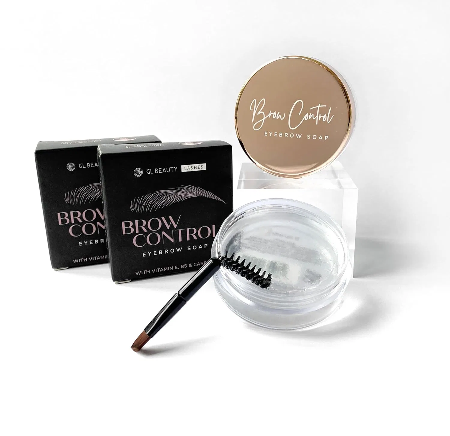 Набор из 2 прозрачных мыл для бровей с кисточкой Gl Beauty