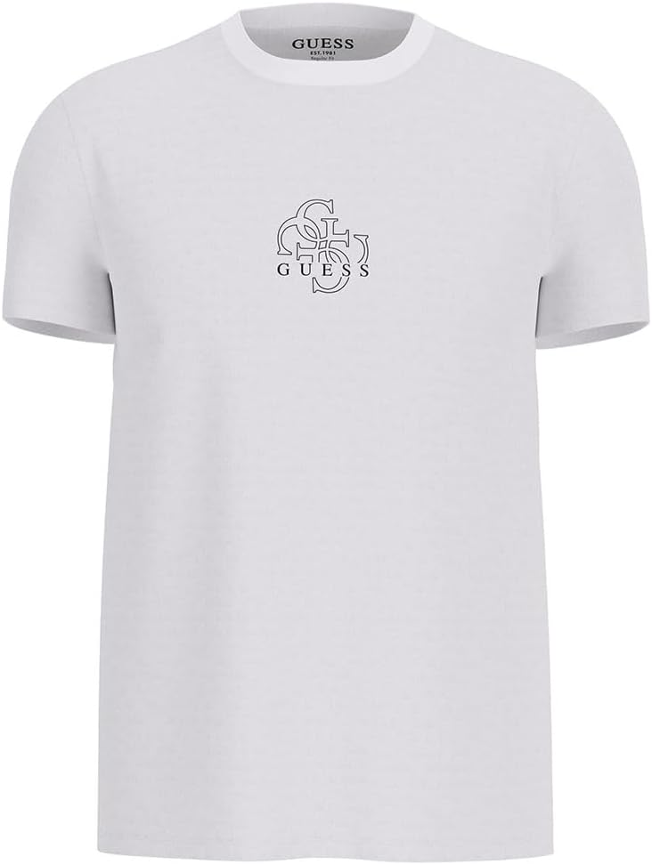 

GUESS Мужская базовая футболка Quattro G с коротким рукавом Eco, Pure White, Белый, GUESS Мужская базовая футболка Quattro G с коротким рукавом Eco, Pure White