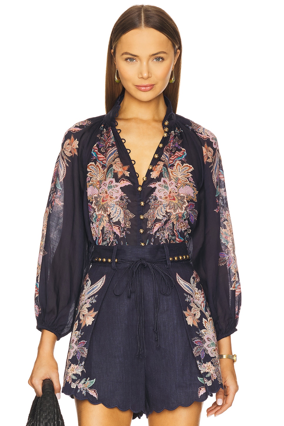 

Rhiannon billow blouse Zimmermann, navy multi paisley
