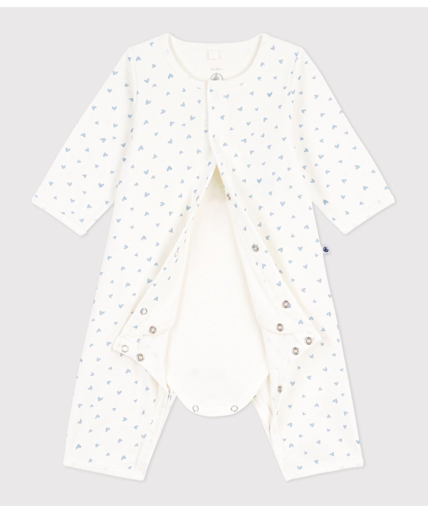 Комбинезон Бижутерия с принтом в виде сердечек Petit Bateau, Off-white/Light blue — фото 3