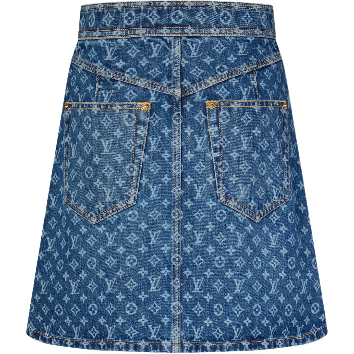 Длинная джинсовая юбка Monogram SS26 Louis Vuitton синяя — фото 3