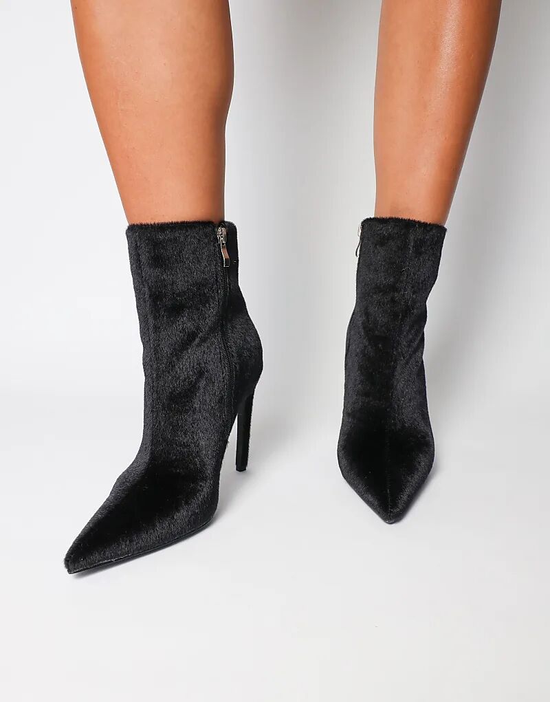 Ботильоны на каблуке SIMMI Shoes Harvie из искусственного волоса пони черного цвета — фото 2