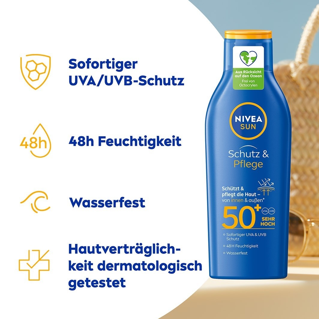 Солнцезащитный крем nivea sun schutz & pflege lsf 50 Nivea, объем 200 мл — фото 3