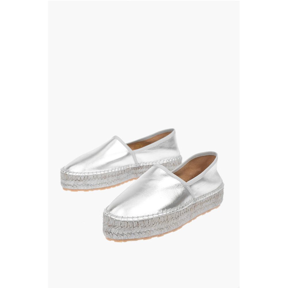 Эспадрильи LOVE на платформе из ламинированной кожи с гравировкой логотипа Moschino, Silver