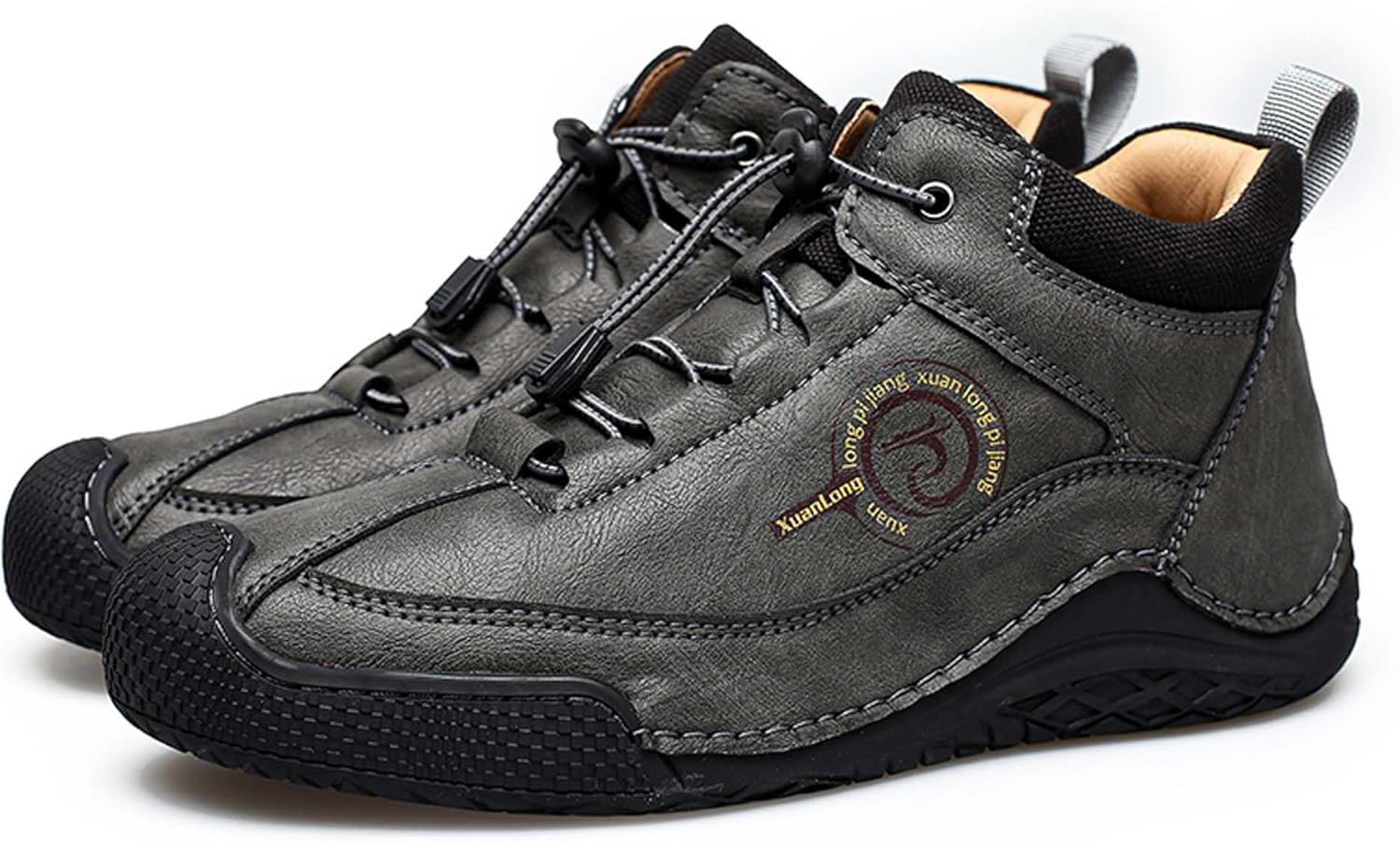 

Мужские ботинки DZBAJRQM для осени и зимы - походные ботинки средней высоты для улицы - противоскользящие и износостойкие - удобная обувь для работы - модные деловые туфли, серый