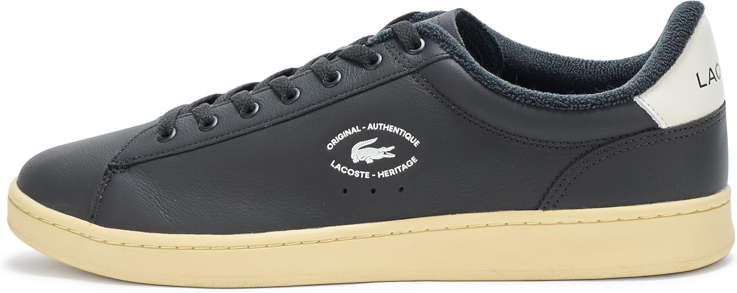 Lacoste мужские кожаные кроссовки Carnaby Set, Black & Light Yellow — фото 2