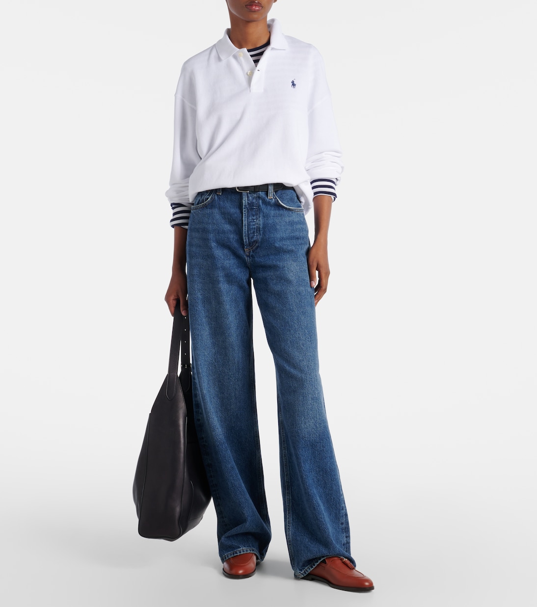 Свитер-поло из хлопковой смеси Polo Ralph Lauren, белый — фото 2