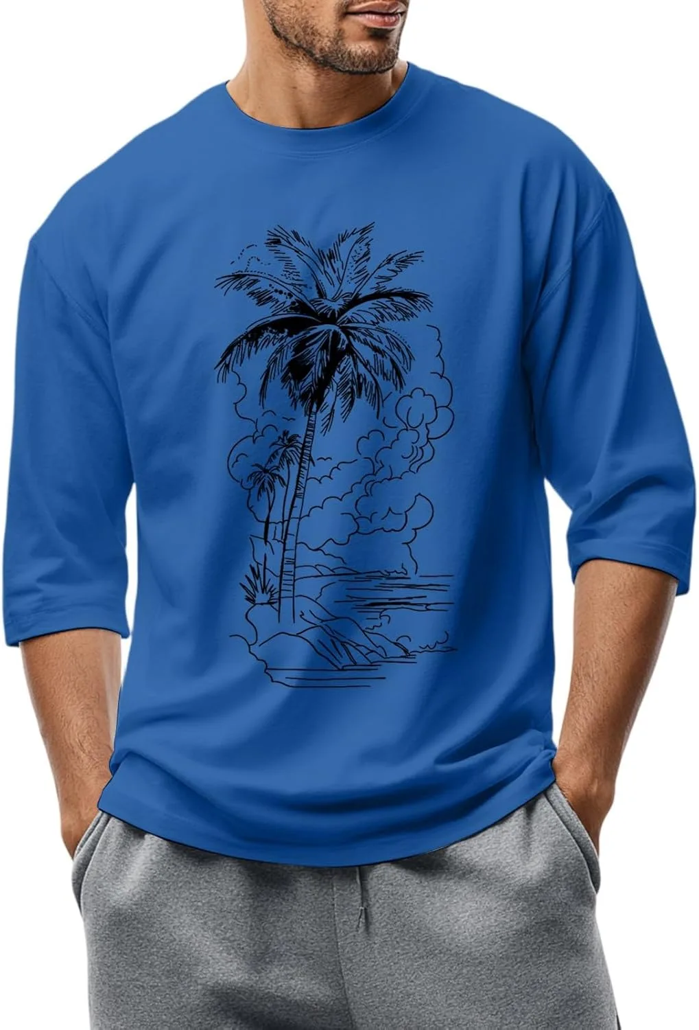 

Футболка для мужчин с 2D принтом, Casual, свободный крой FQZWONG