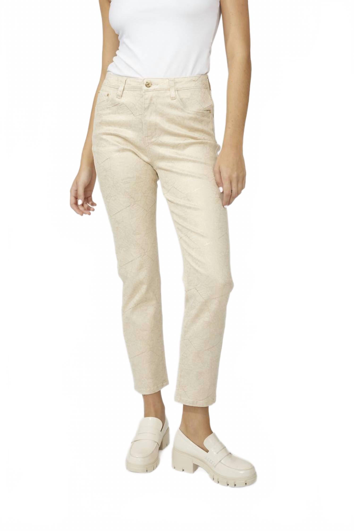 

Абстрактные повседневные узкие брюки в бежевом цвете Frank Lyman