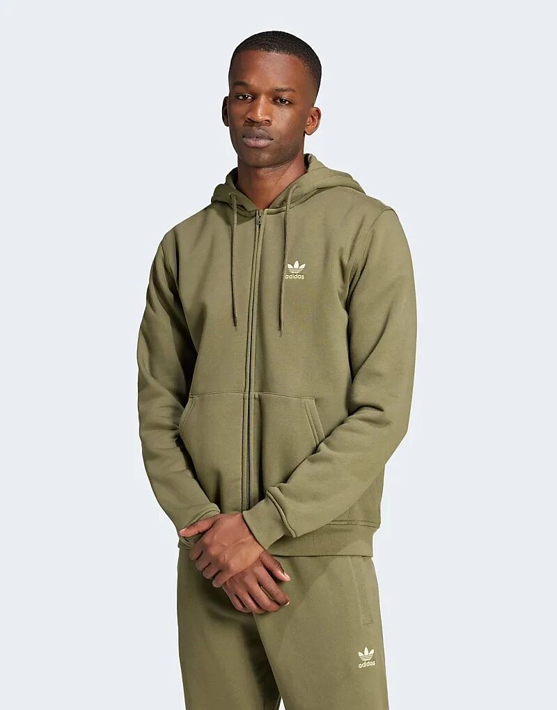 

Толстовка Trefoil Essentials Full-Zip Hoodie зеленого цвета adidas Originals