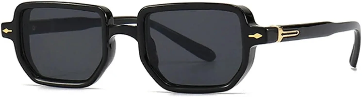 

Популярные модные прямоугольные солнцезащитные очки для женщин с защитой от УФ-излучения UV400, ретро-градиентные, для мужчин, с заклепками TVTBBVV, Black Gray