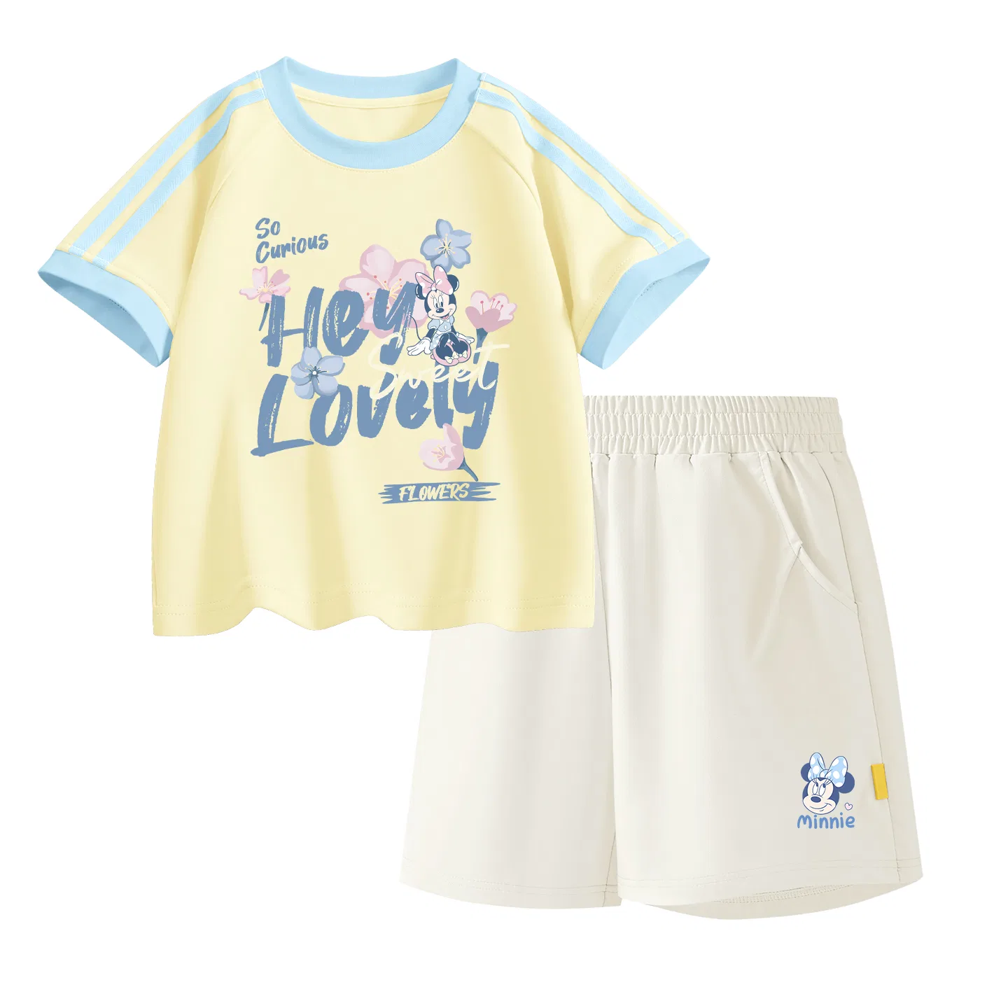 Детская повседневная спортивная футболка с круглым вырезом Disney, Colorful Ribbon Milk Green+Dianyin Knot K_Bottom Right Mulberry Purple — фото 3
