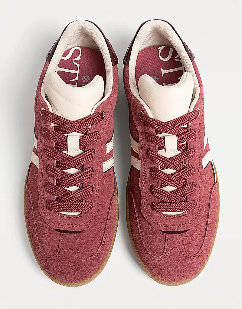 Повседневные кожаные кроссовки Stradivarius бордового цвета — фото 3