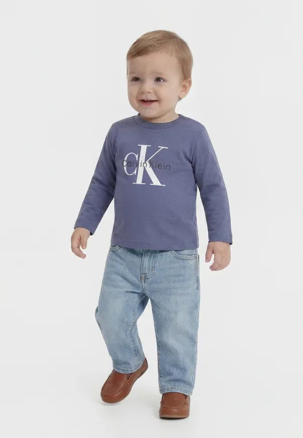 Топ с длинным рукавом Monologo Calvin Klein Jeans, синий ночная тень
