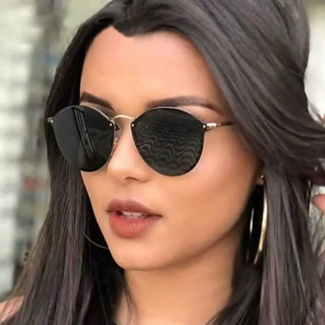 

Классические винтажные солнцезащитные очки неправильной формы круглой формы для женщин и мужчин, класса люкс, защита от УФ-излучения UV400 HHZZYVY, Black