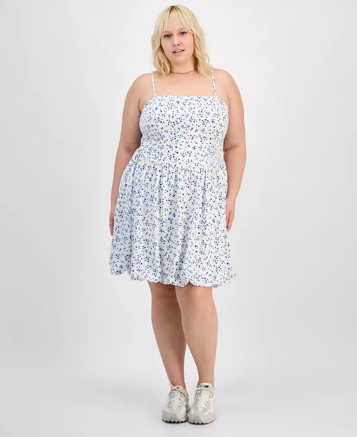 

Модное платье с присборенной цветочной отделкой и расклешенным подолом Plus Size Derek Heart, мультиколор