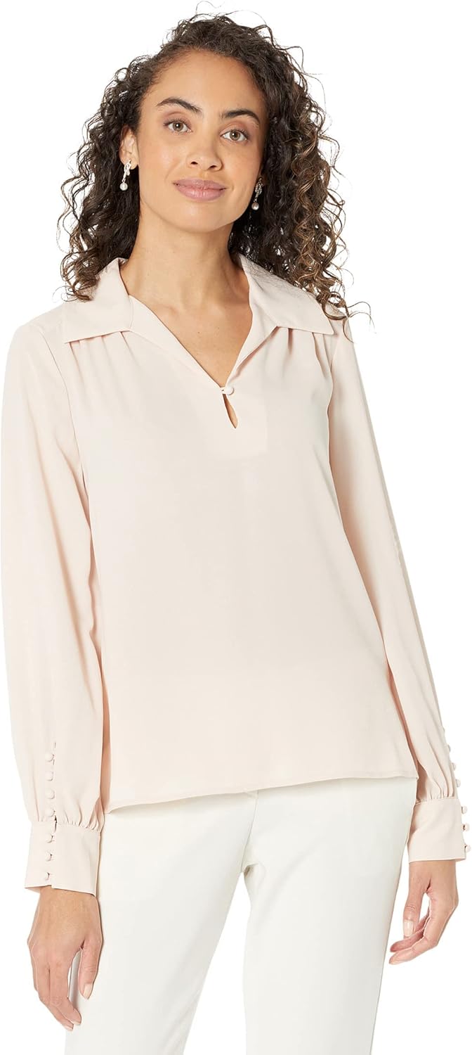 

Женская блузка Calvin Klein с длинным рукавом и воротником, с пуговицами на манжете, Blush