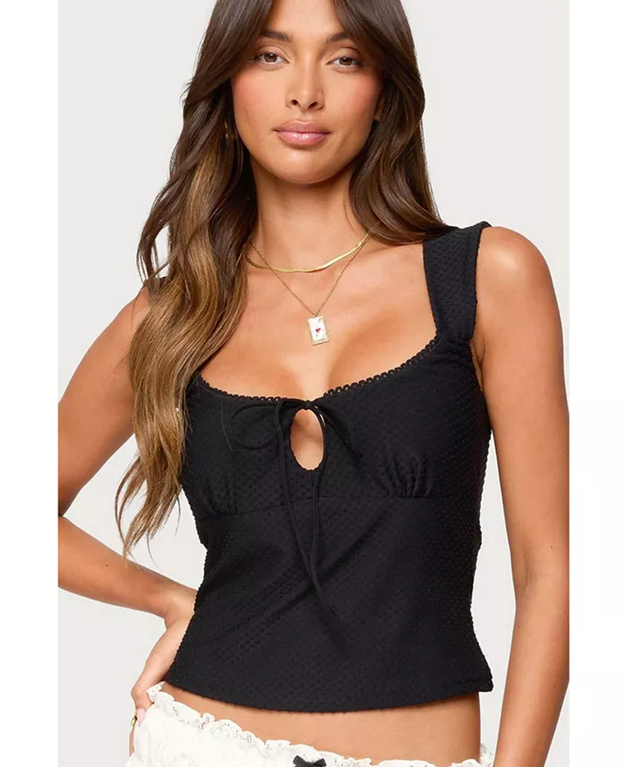 

Женский текстурированный топ Leya с вырезом-замочной скважиной Edikted, черный