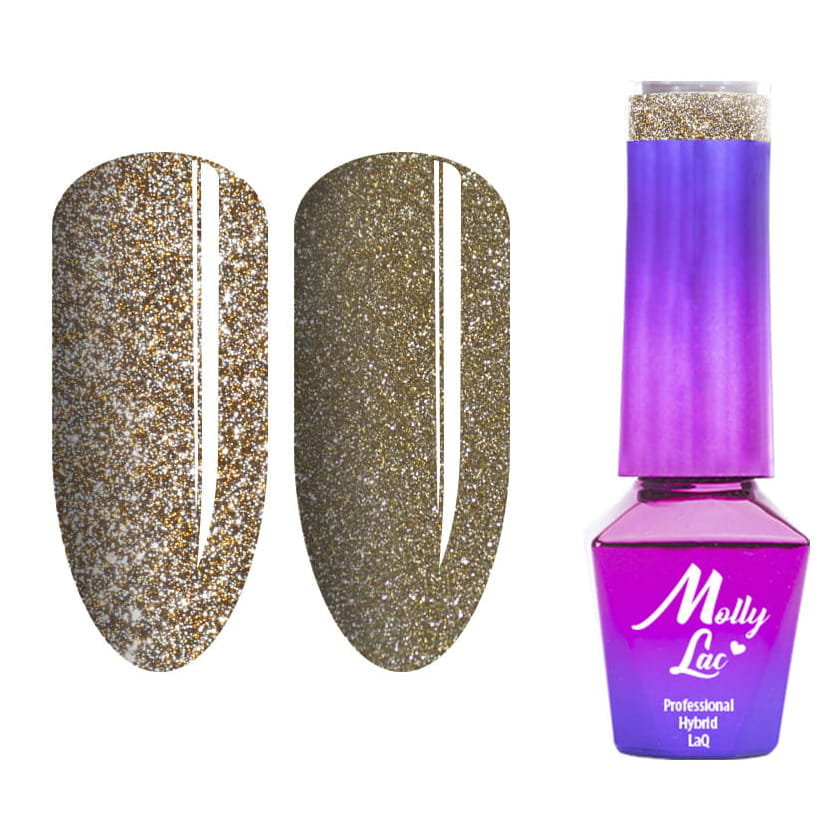 

Molly Lac, 611 Flashing Lights Honeywood, блестящий гибридный лак, 5 мл