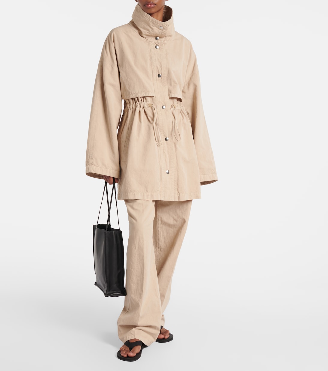 Широкие брюки из хлопка и льна Lilas The Row, Light Khaki — фото 2