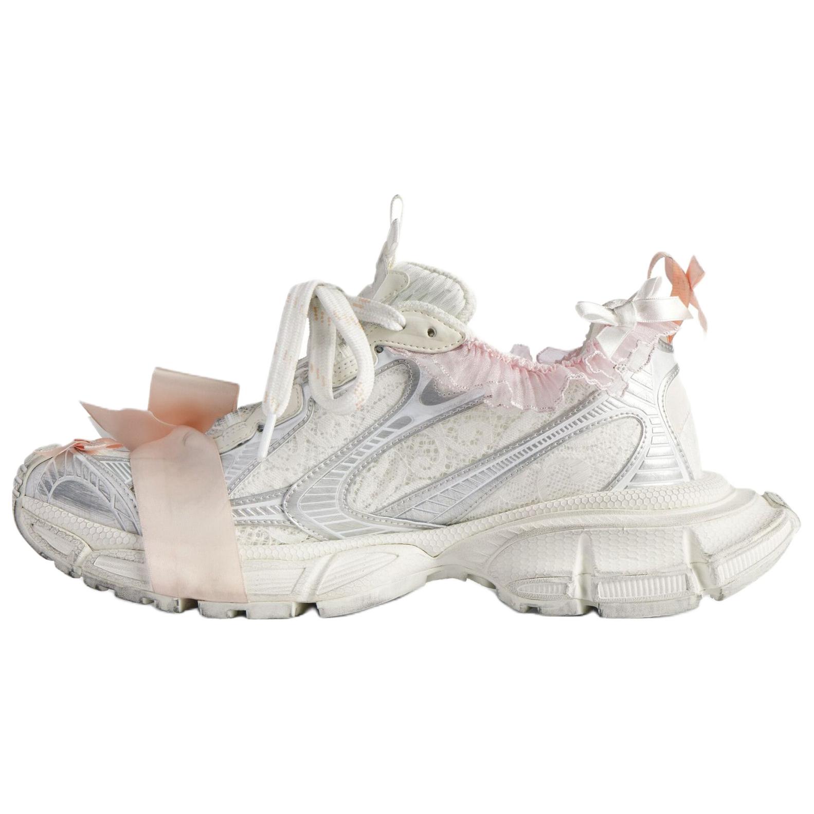 Balenciaga Женские низкие кроссовки 3XL, белые, светло-розовый — фото 3