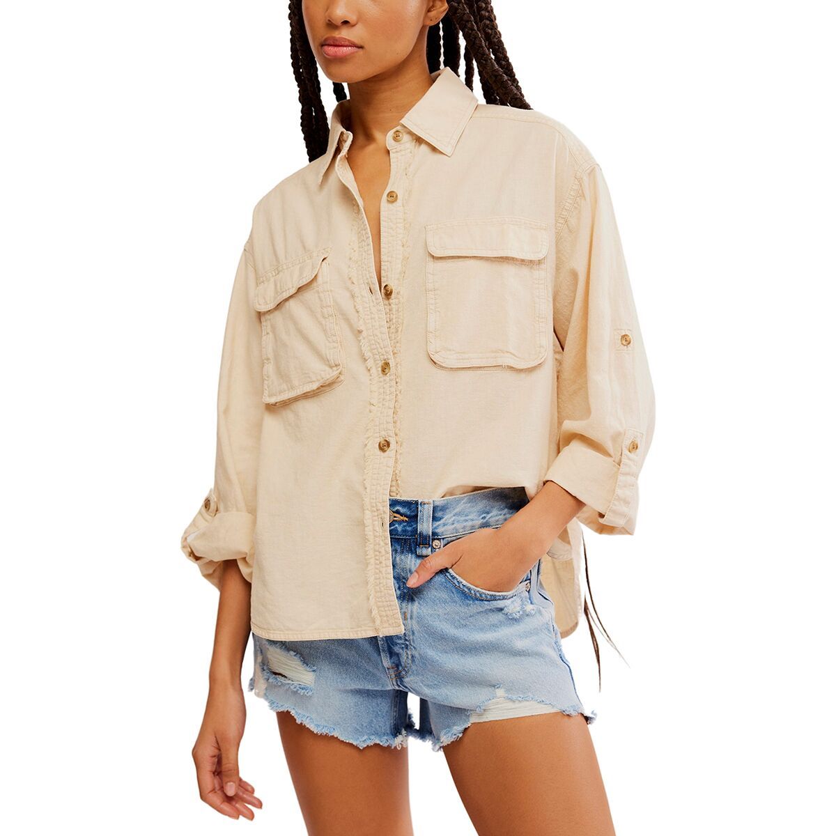 

Льняная рубашка для солнца Free People, цвет wet plaster