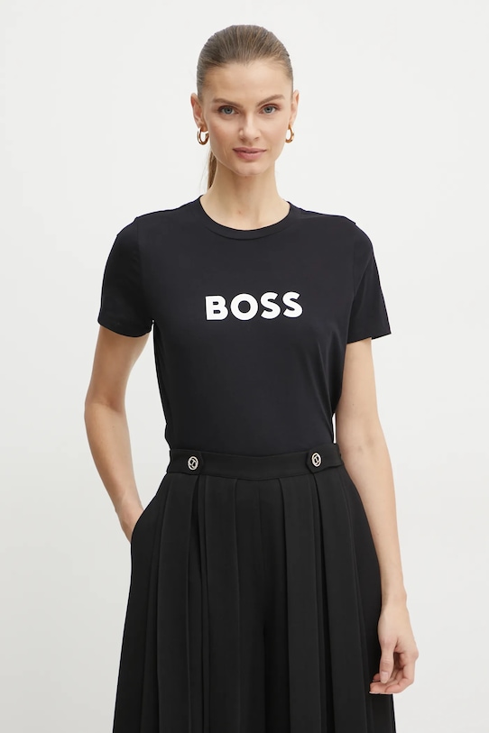 Хлопковая футболка Boss Orange, черный