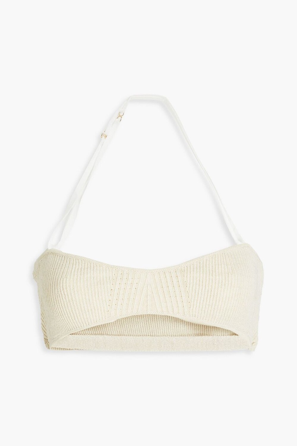 

Топ-бюстгальтер Le Bandeau в рубчик из смесового льна JACQUEMUS, бежевый