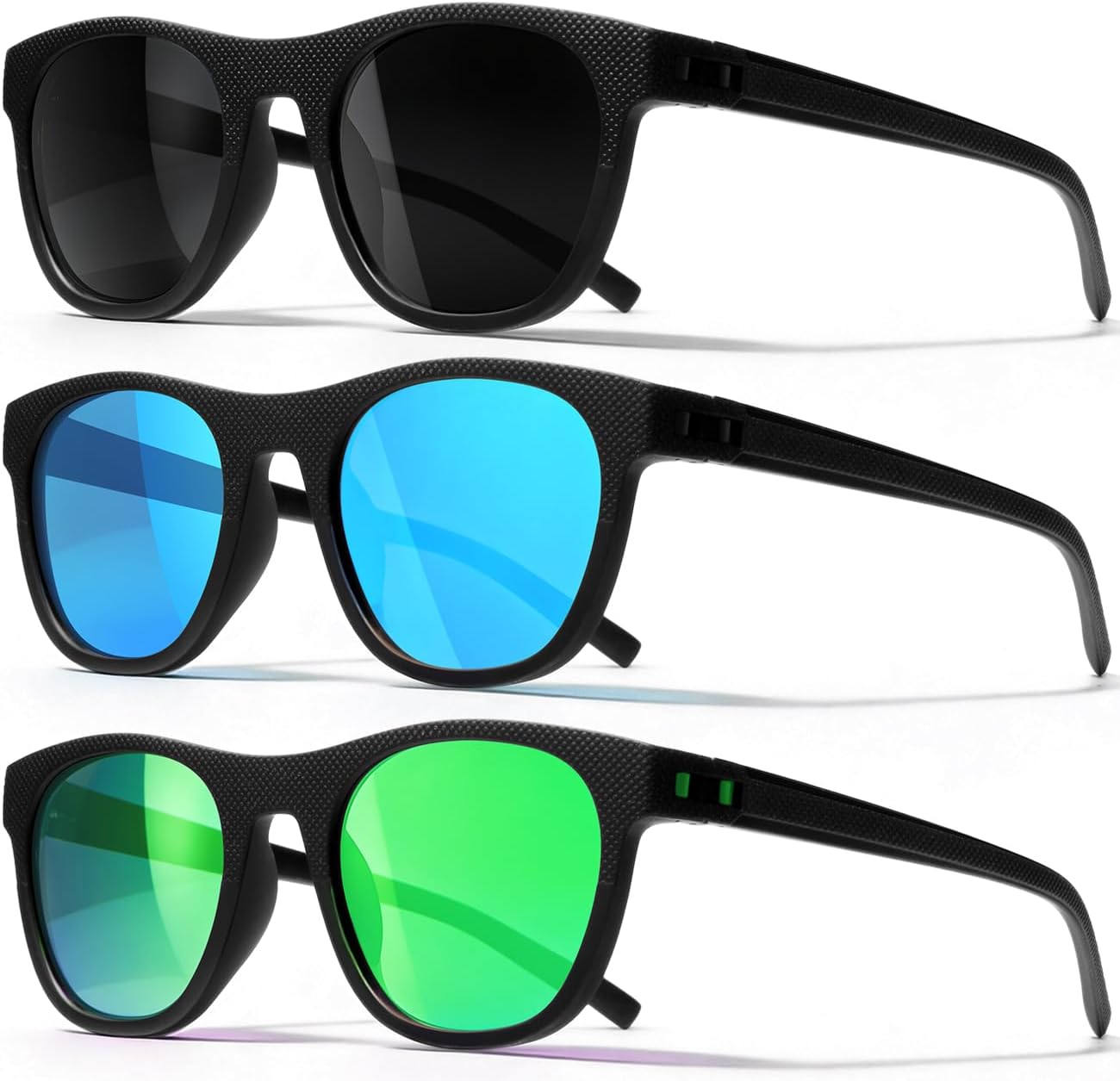 

Комплект из 3 поляризованных солнцезащитных очков для мужчин и женщин, легкие спортивные солнцезащитные очки с защитой от УФ-излучения для вождения, рыбалки и гольфа AWGSEE, 3pack-black+blue+green